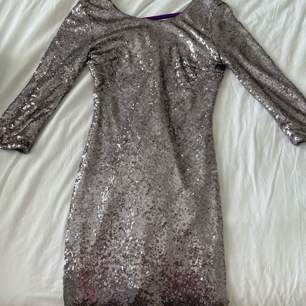 Large - Lulus - Gray/Silver Sequin Dress